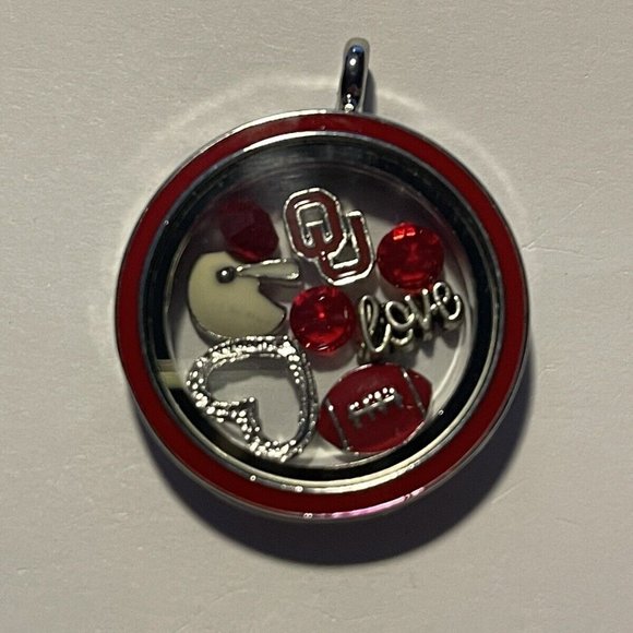 Oklahoma Sooners NCAA Memory Charm Locket w/ 22 IN chain NEW - Picture 2 of 5